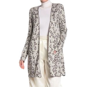 NWT Joseph Allen leopard Grey/white long cardigan women size XS
